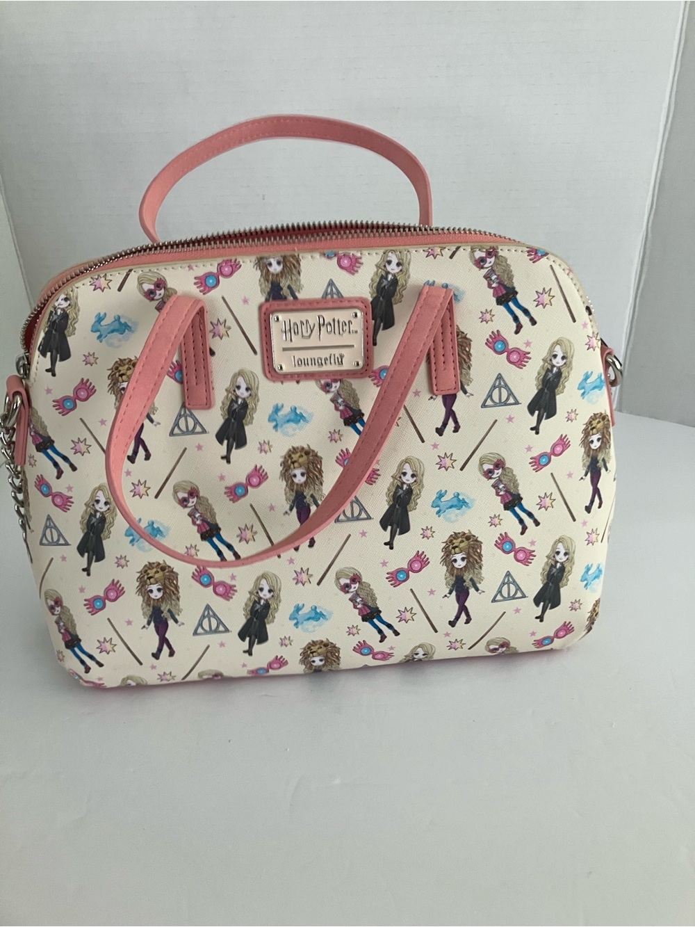 Loungefly Cream and Pink Harry Potter Character Dome Satchel